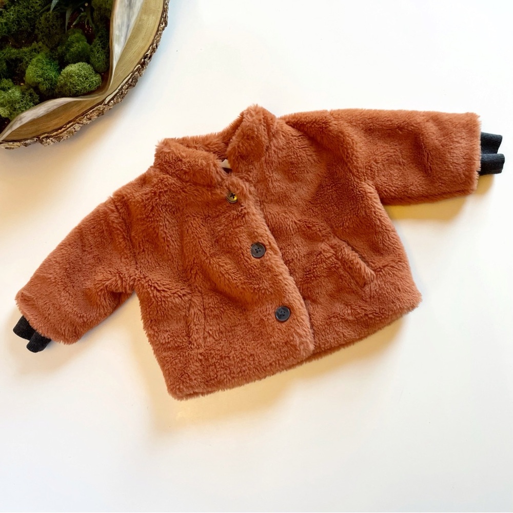 Stem Girl’s Faux Fur Burnt Orange Coat | 12m